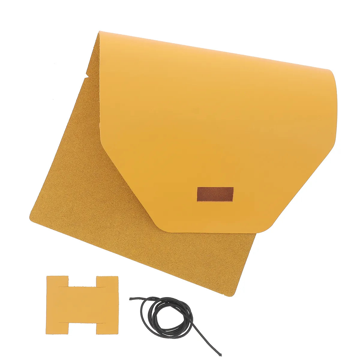 Protège cahier cuir jaune moutarde A6