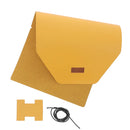 Protège cahier cuir jaune moutarde A6