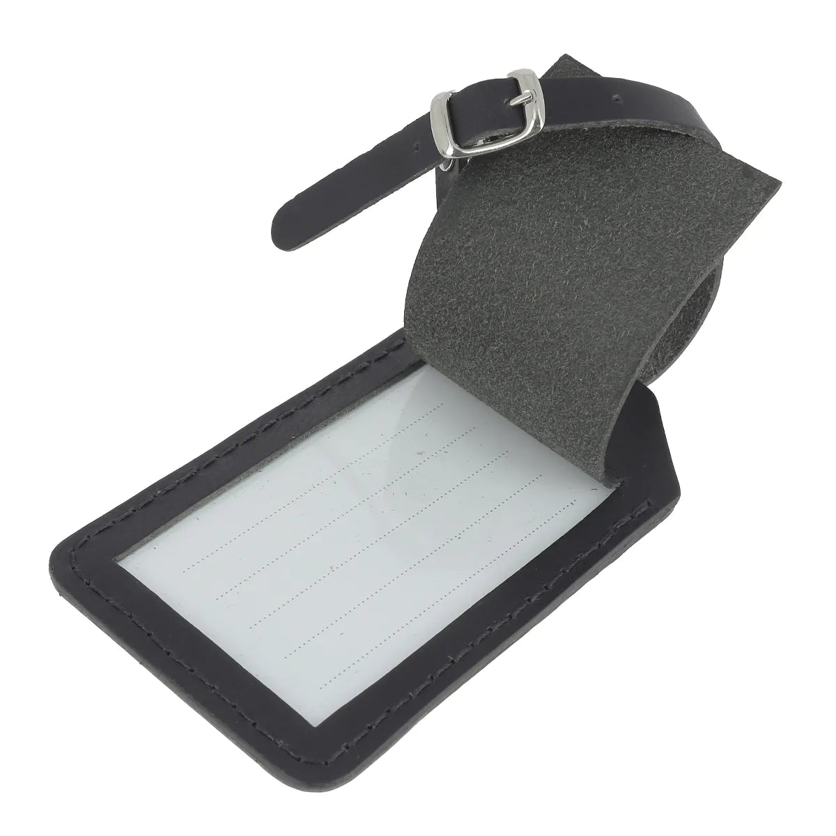 Etiquette bagage en cuir tannage végétal bleu foncé