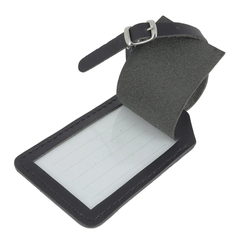 Etiquette bagage en cuir tannage végétal bleu foncé