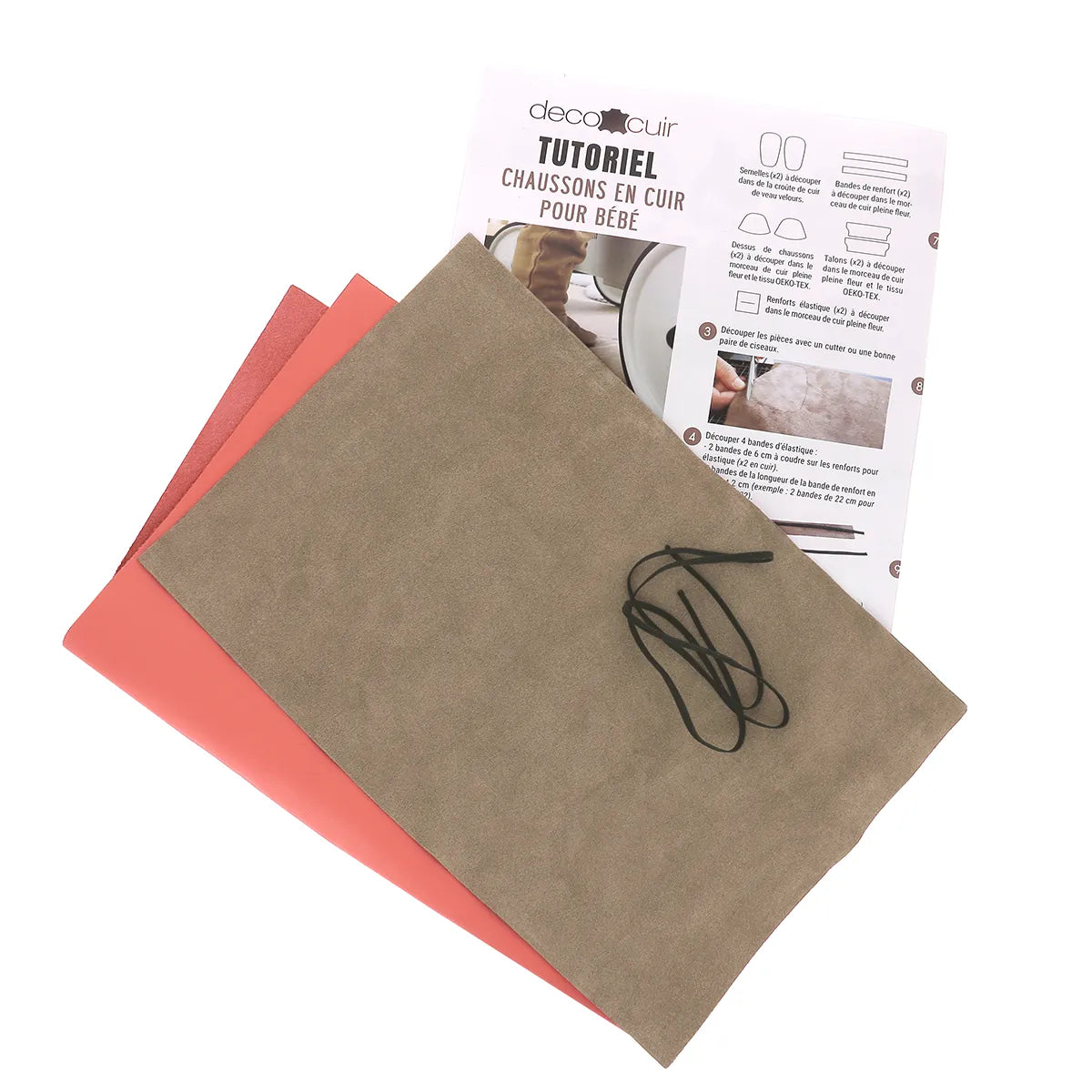 Kit DIY Chaussons en cuir pour bébé corail | Deco cuir