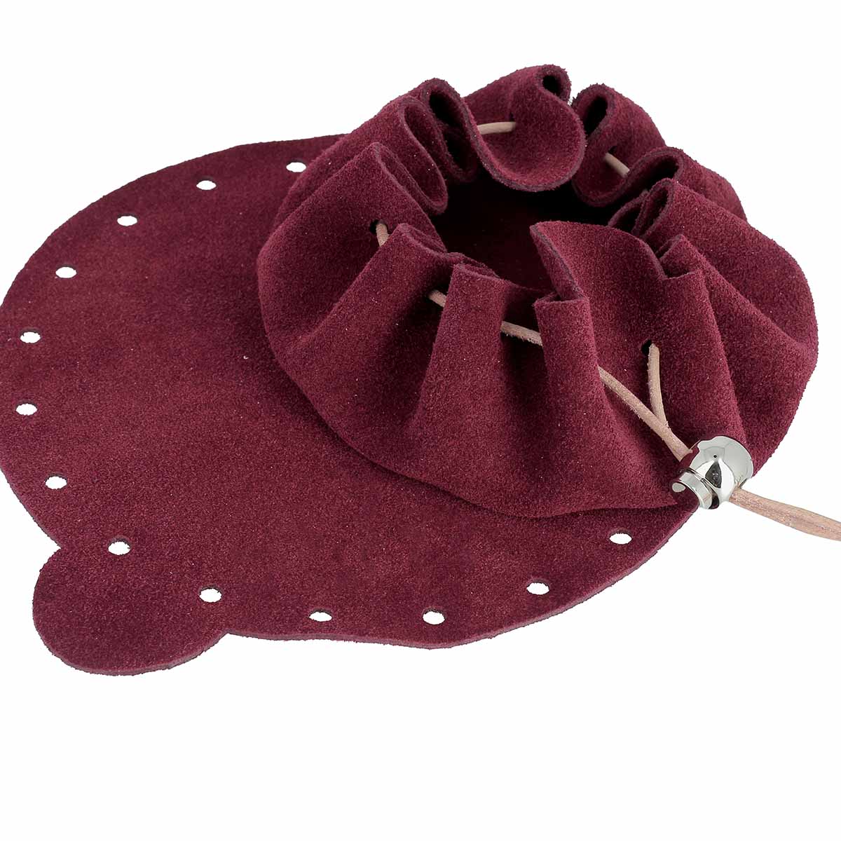 Bourse en croûte cuir velours bordeaux - Loisirs créatifs