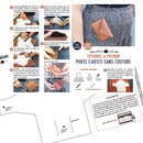 Livre et patron Deco Cuir pour réaliser un porte-cartes sans couture, avec instructions illustrées et design élégant.