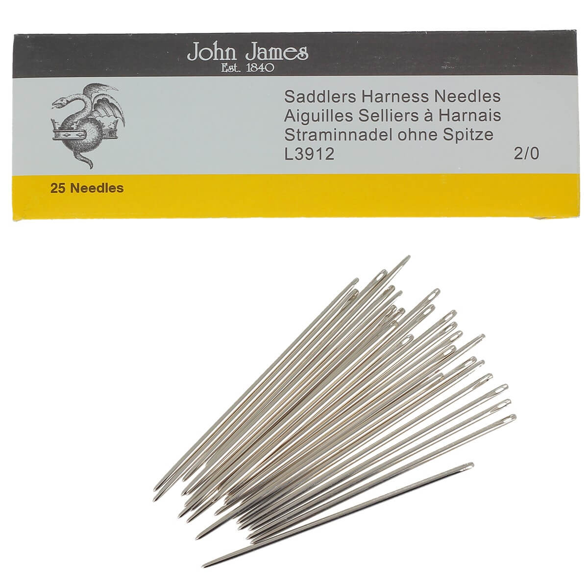 Lot de 25 aiguilles sellier - Bout Rond - John James - 1,4 mm L3912_2/0