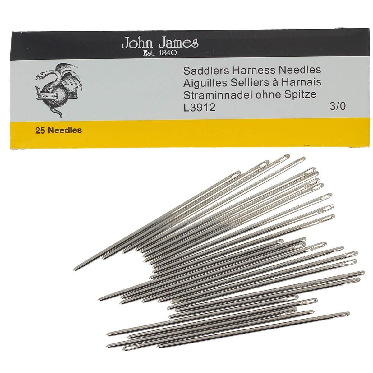 Lot de 25 aiguilles sellier - Bout Rond - John James - 1,6 mm L3912_3/0