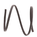 Lacet en cuir plat - Largeur 5 mm - Chocolat couture écru tranches noires - Les 10 cm - Deco Cuir