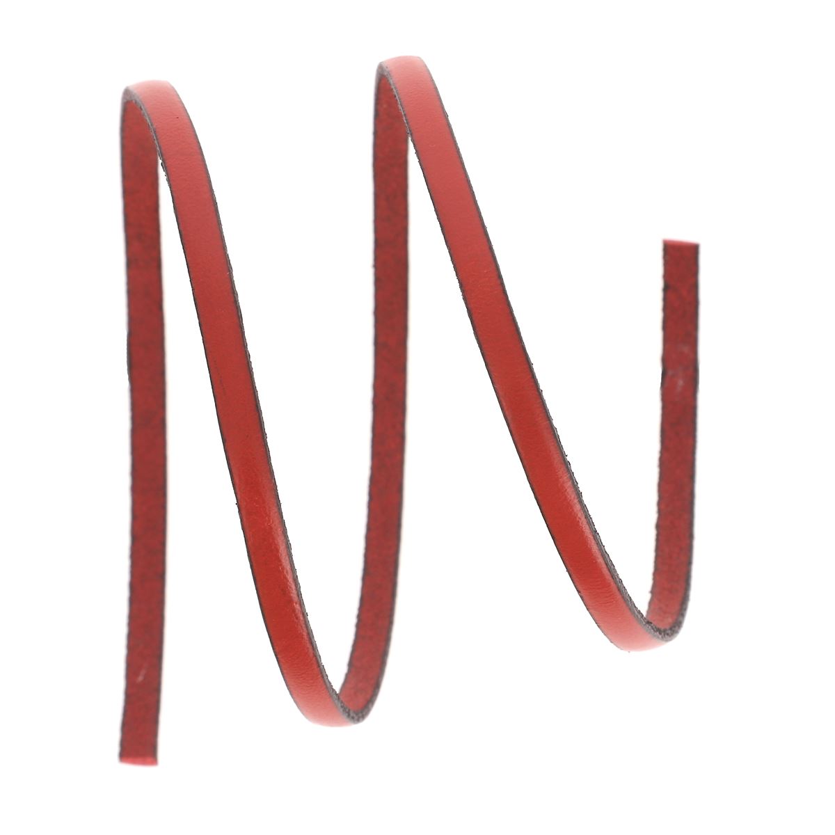 Lacet en cuir plat 5mm tranches noires - Les 10 cm - Deco Cuir