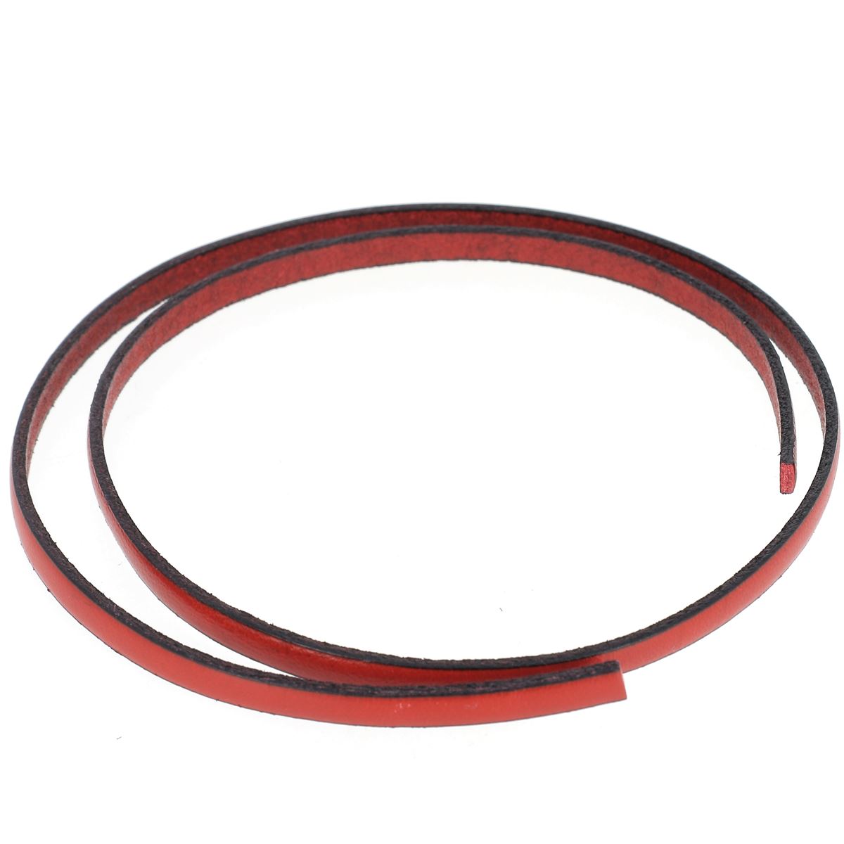 Lacet en cuir plat 5mm tranches noires - Les 10 cm - Deco Cuir