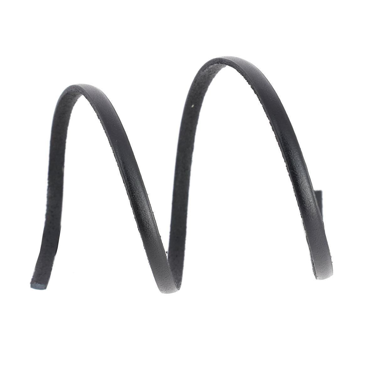 Lacet en cuir plat 5mm tranches noires - Les 10 cm - Deco Cuir