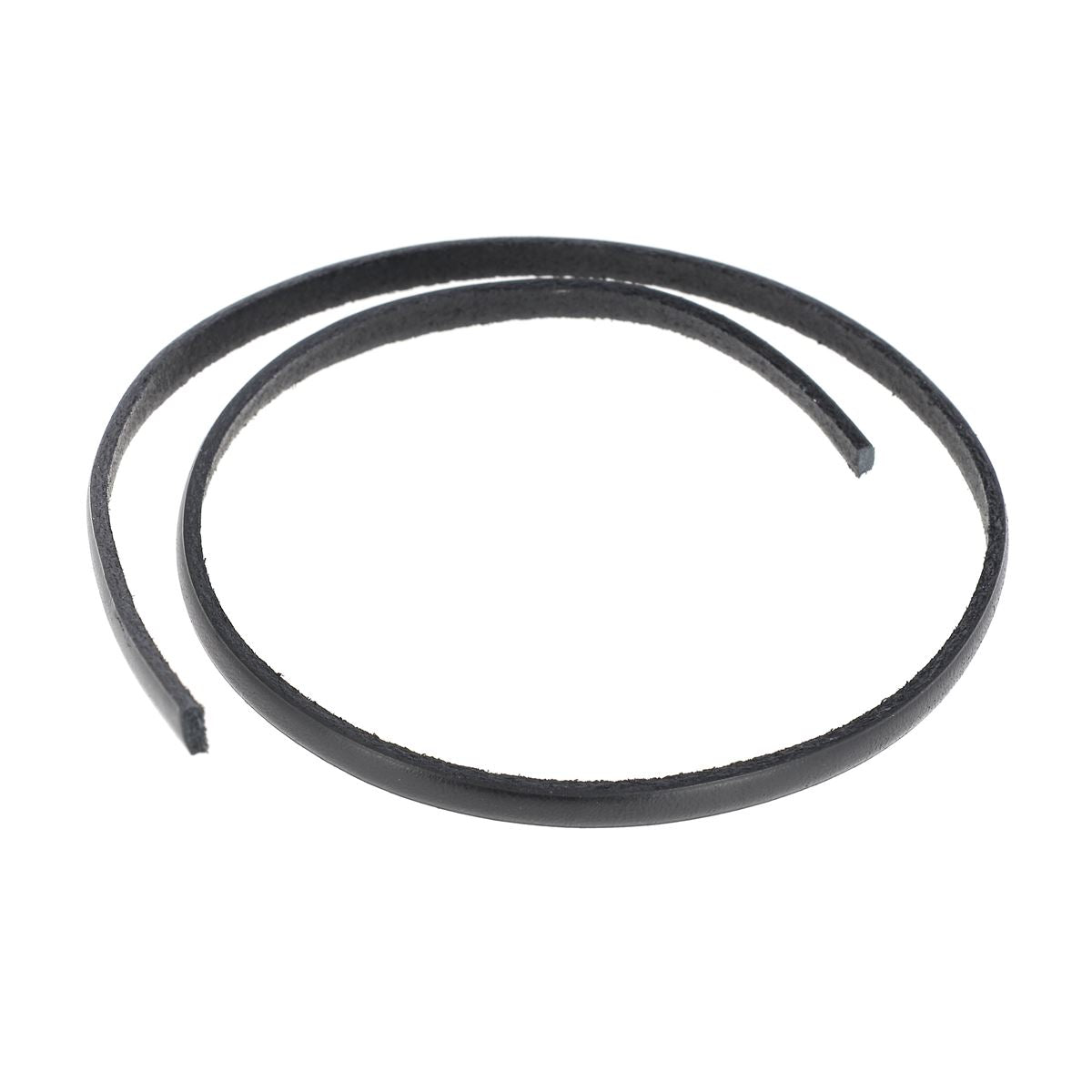 Lacet en cuir plat 5mm tranches noires - Les 10 cm - Deco Cuir