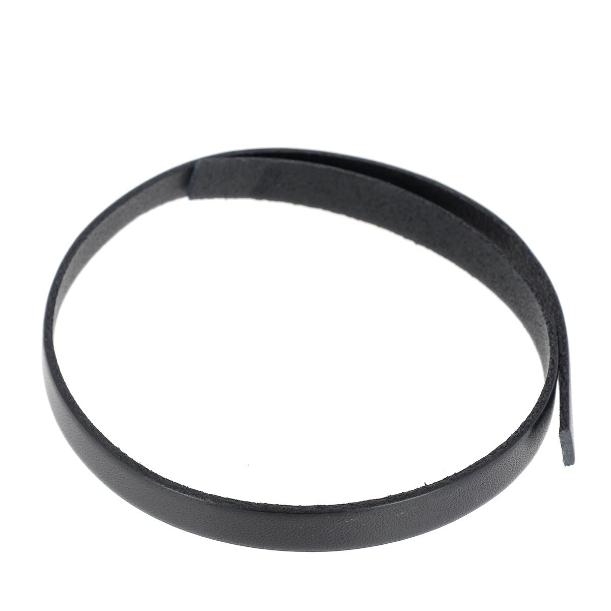 Lacet en cuir plat 10mm tranches noires - Les 10 cm - Deco Cuir