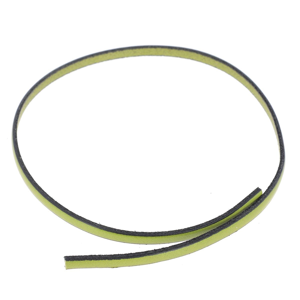 Lacet en cuir plat 5mm tranches noires - Les 10 cm - Deco Cuir