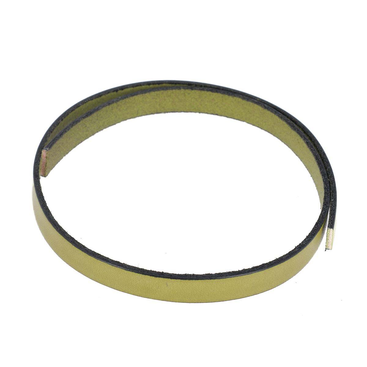 Lacet en cuir plat 10mm tranches noires - Les 10 cm - Deco Cuir