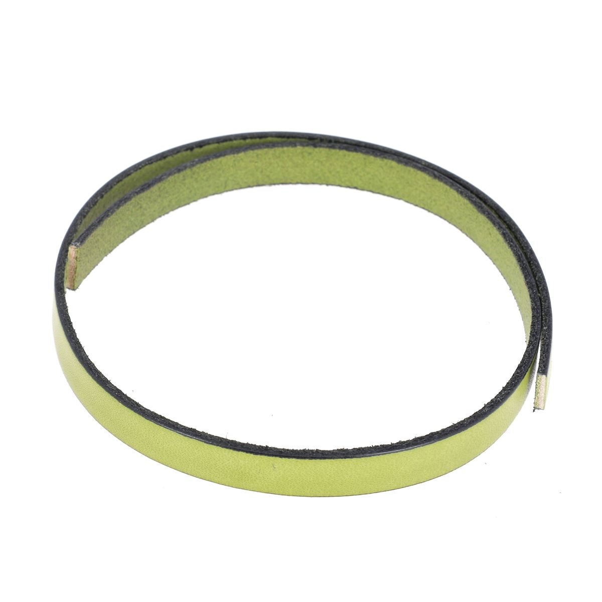 Lacet en cuir plat 10mm tranches noires - Les 10 cm - Deco Cuir