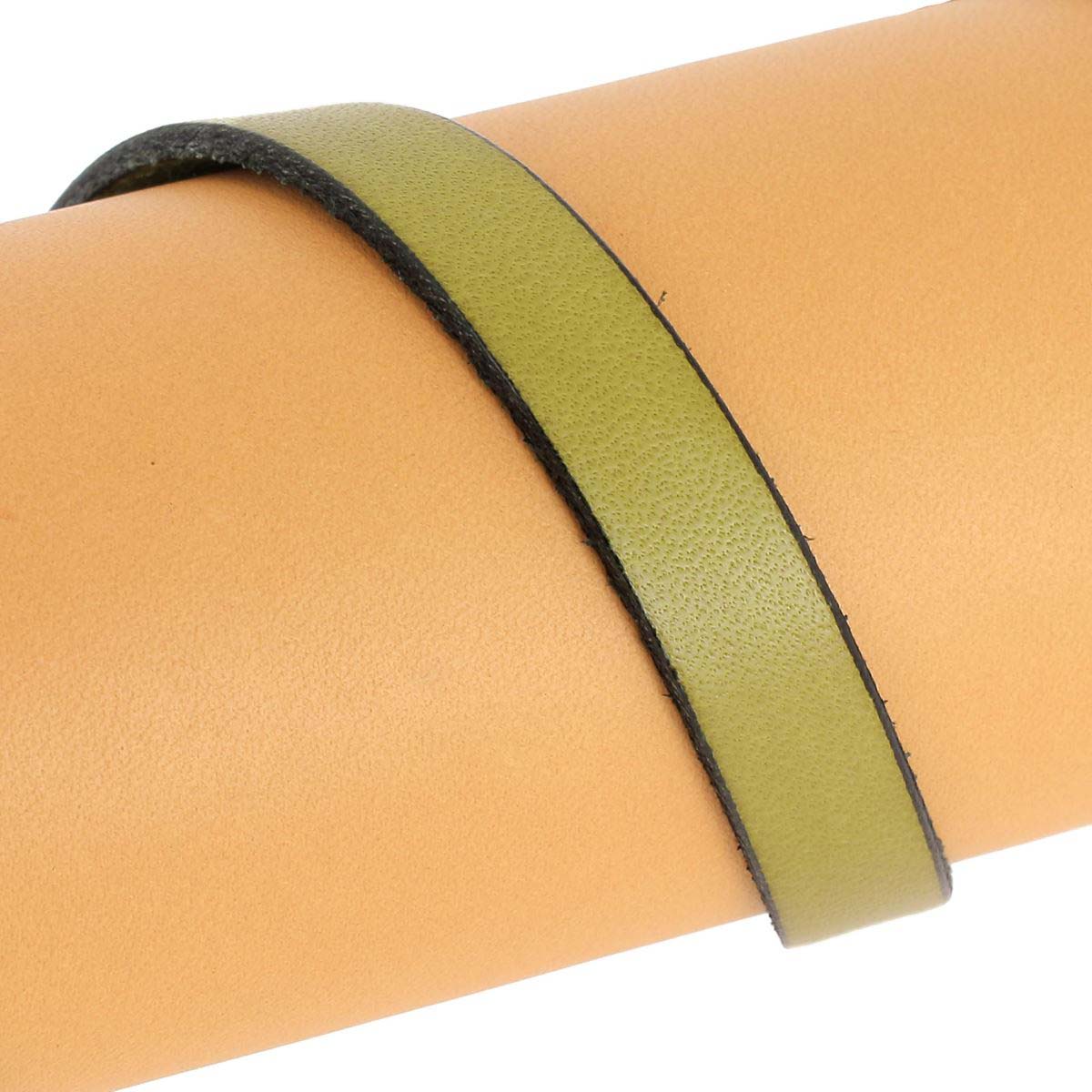 Lacet en cuir plat 10mm tranches noires - Les 10 cm - Deco Cuir