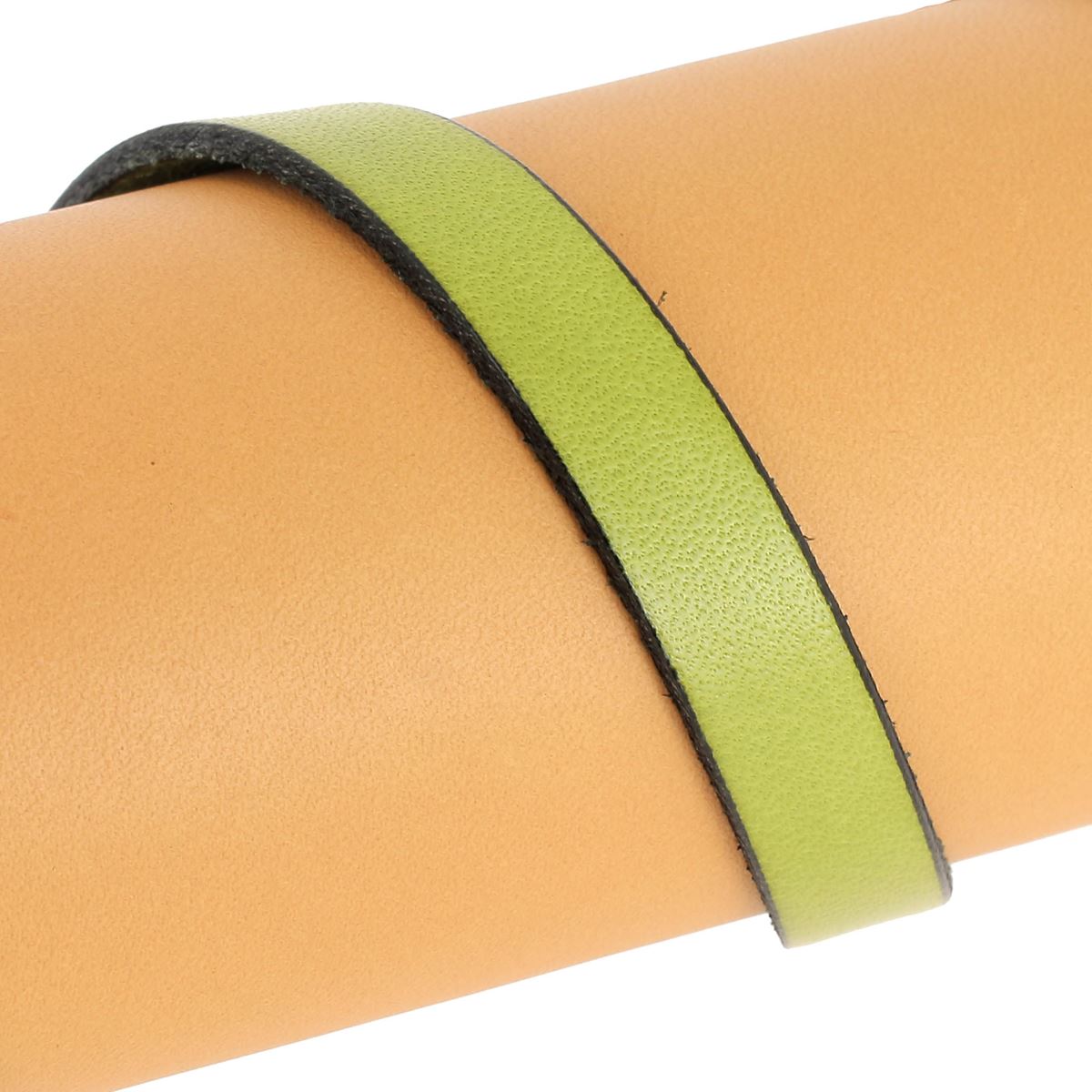 Lacet en cuir plat 10mm tranches noires - Les 10 cm - Deco Cuir