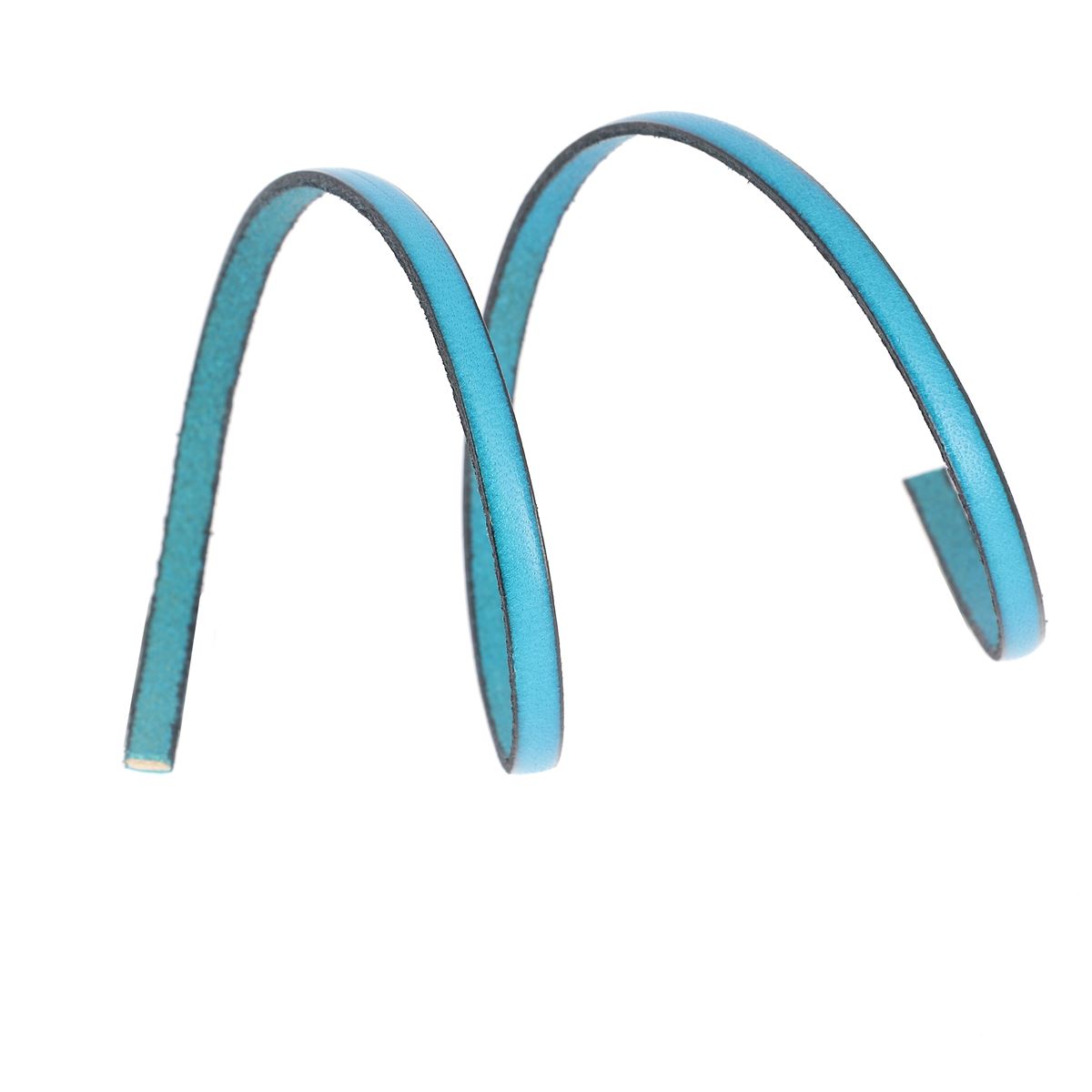 Lacet en cuir plat 5mm tranches noires - Les 10 cm - Deco Cuir