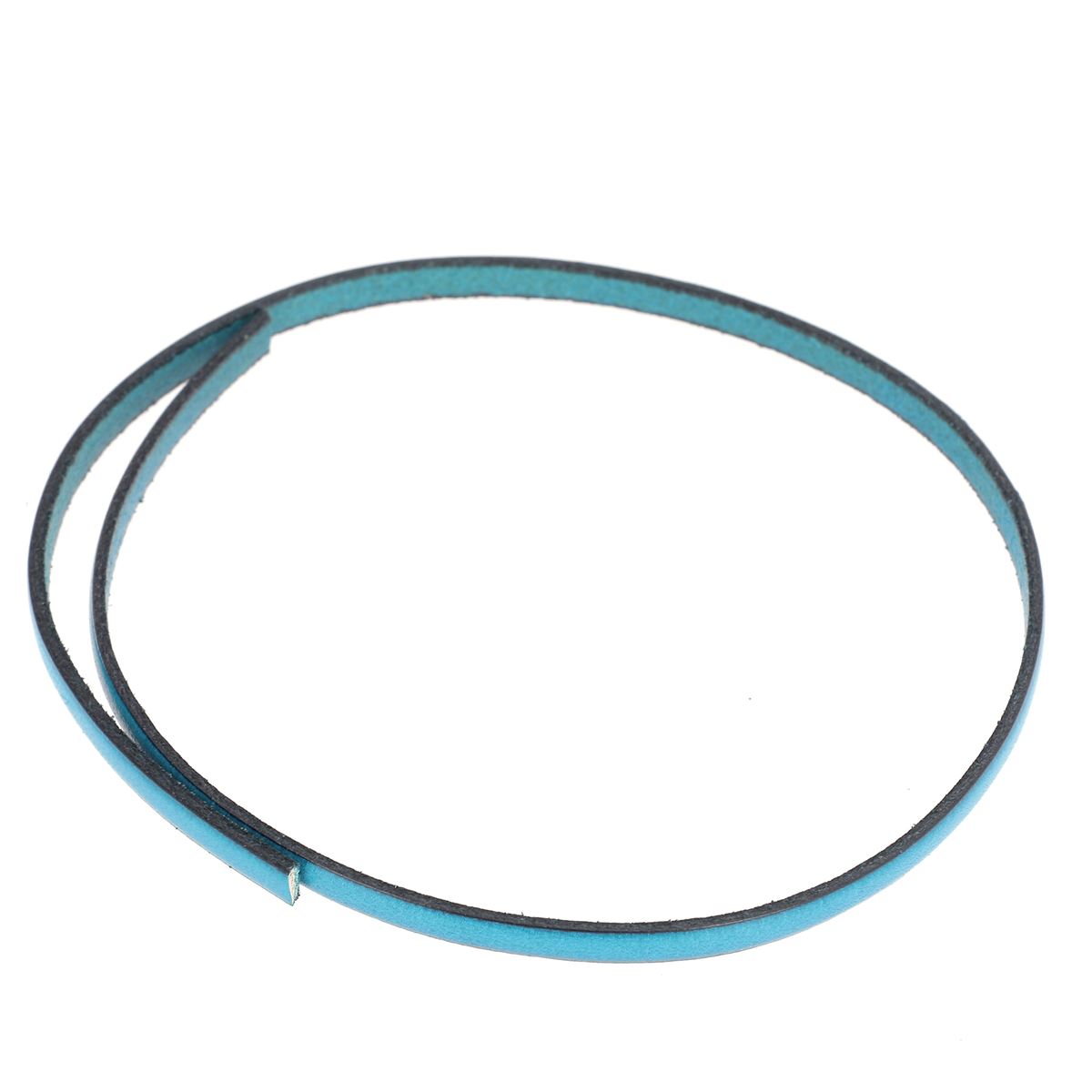 Lacet en cuir plat 5mm tranches noires - Les 10 cm - Deco Cuir