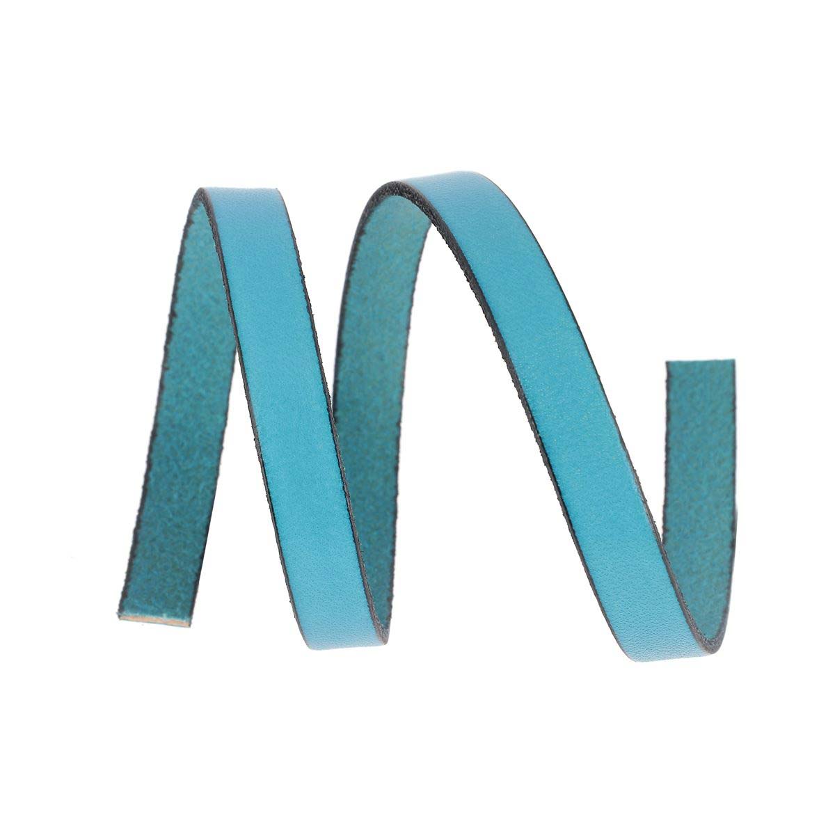 Lacet en cuir plat 10mm tranches noires - Les 10 cm - Deco Cuir