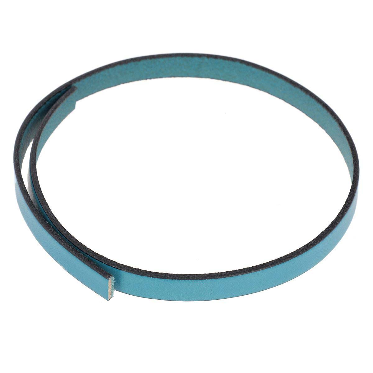 Lacet en cuir plat 10mm tranches noires - Les 10 cm - Deco Cuir