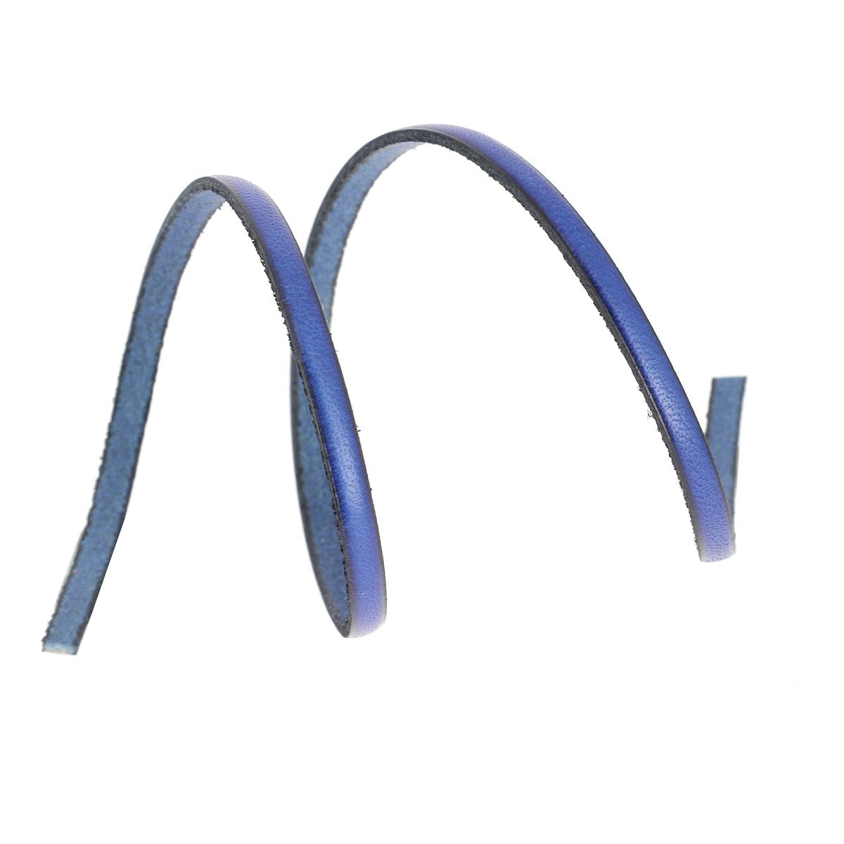 Lacet en cuir plat 5mm tranches noires - Les 10 cm - Deco Cuir