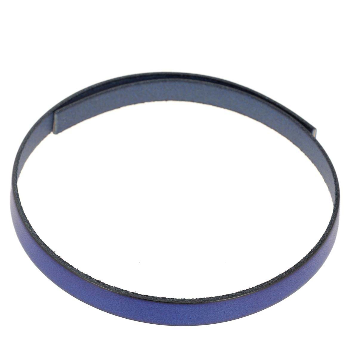 Lacet en cuir plat 10mm tranches noires - Les 10 cm - Deco Cuir