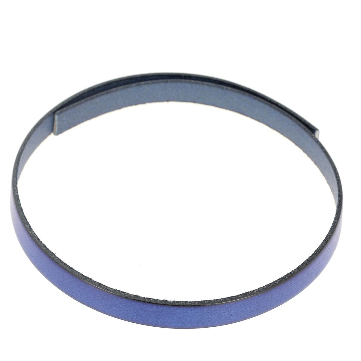 Lacet en cuir plat 10mm tranches noires - Les 10 cm - Deco Cuir