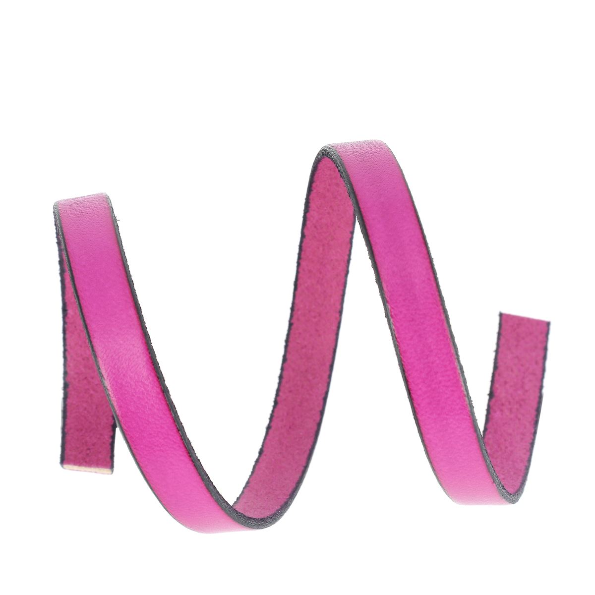 Lacet en cuir plat 10mm tranches noires - Les 10 cm - Deco Cuir