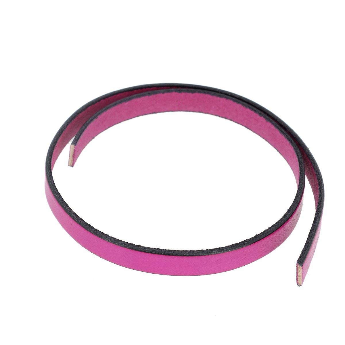 Lacet en cuir plat 10mm tranches noires - Les 10 cm - Deco Cuir