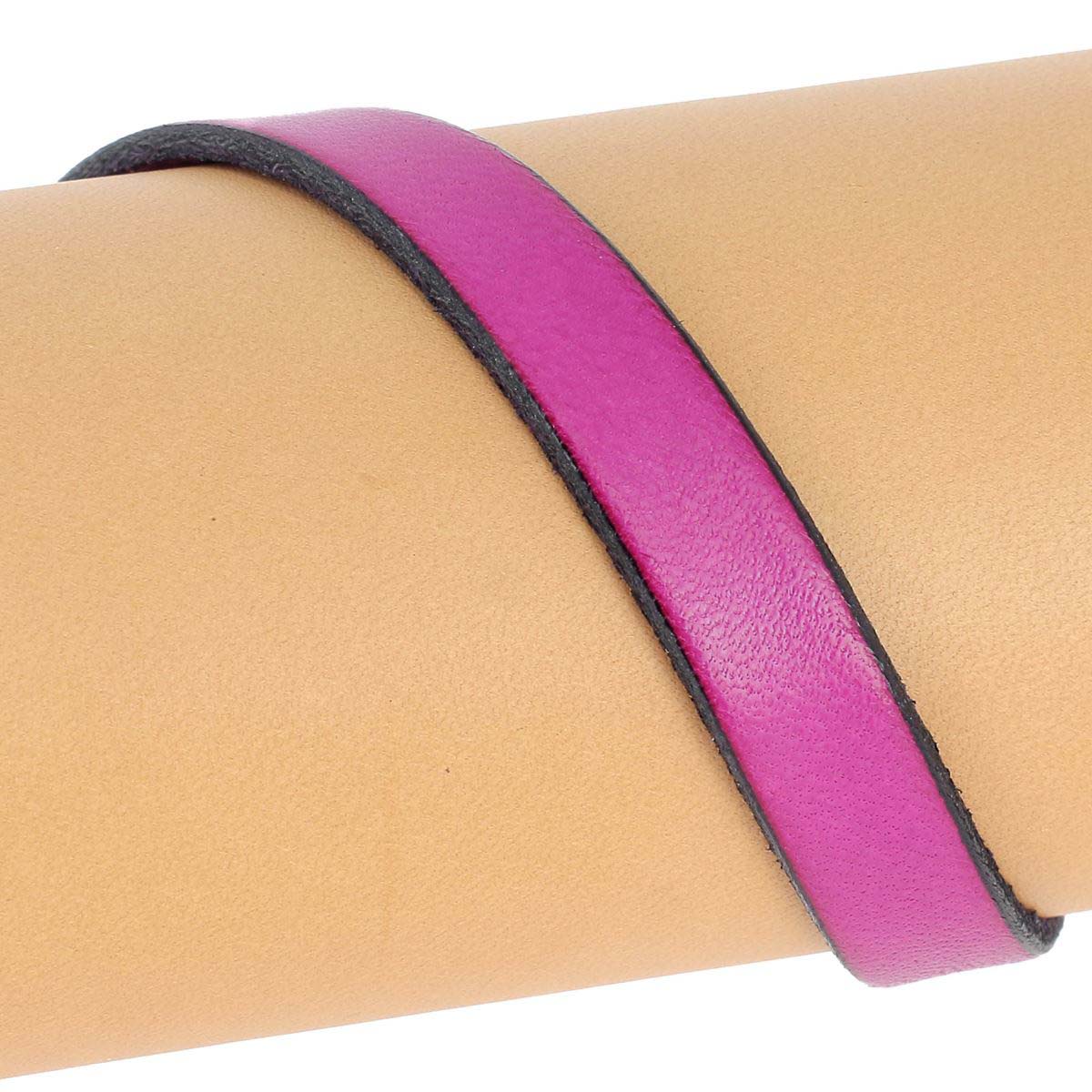 Lacet en cuir plat 10mm tranches noires - Les 10 cm - Deco Cuir