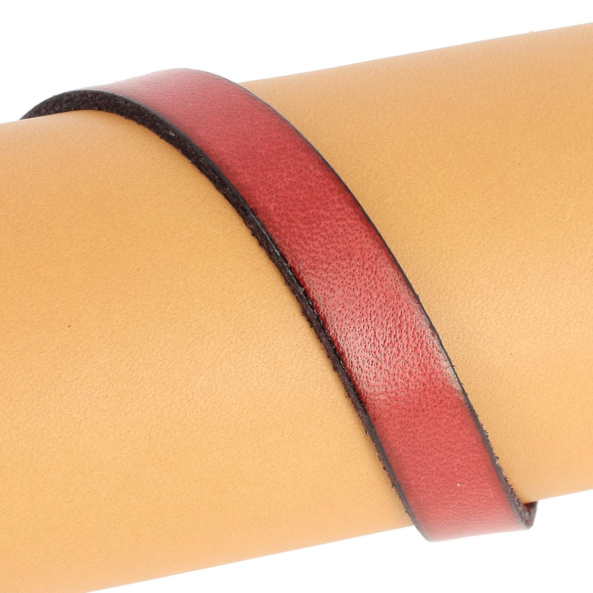 Lacet en cuir plat 10mm tranches noires - Les 10 cm - Deco Cuir