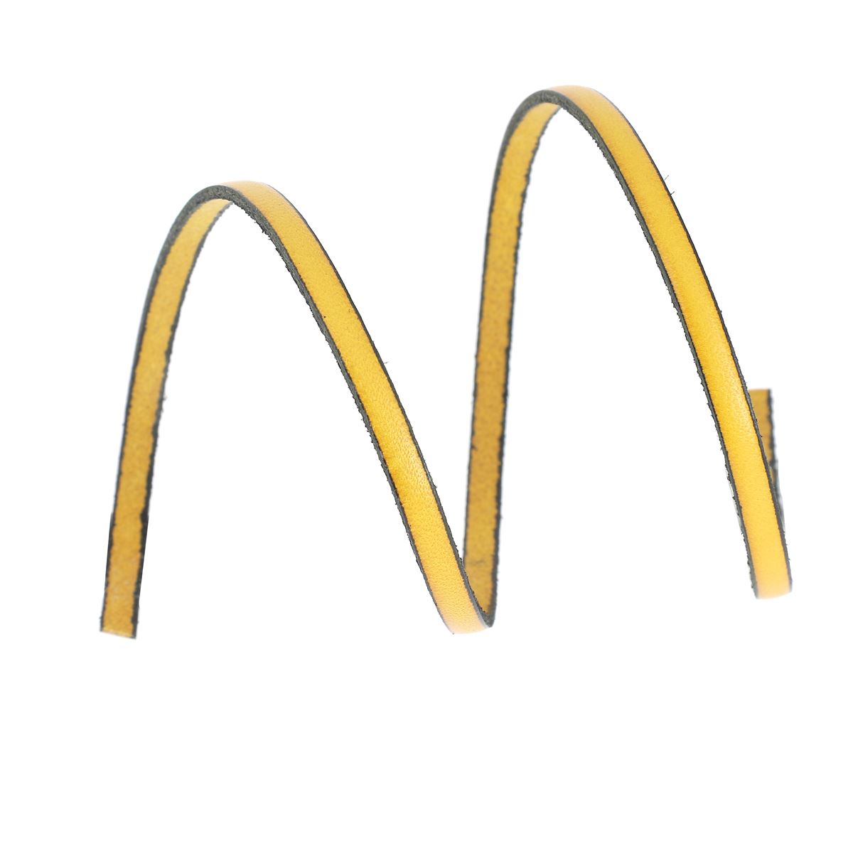 Lacet en cuir plat 5mm tranches noires - Les 10 cm - Deco Cuir