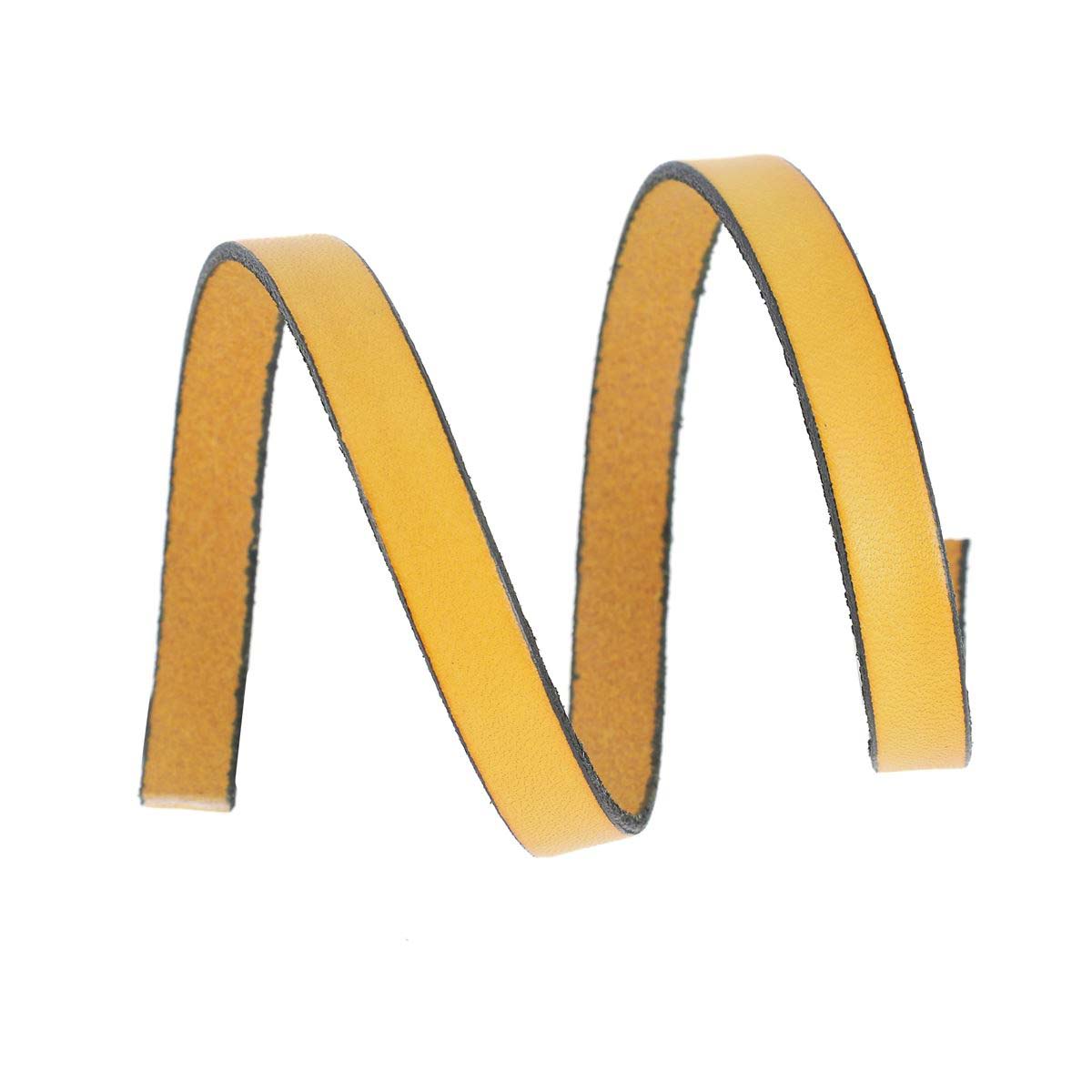 Lacet en cuir plat 10mm tranches noires - Les 10 cm - Deco Cuir