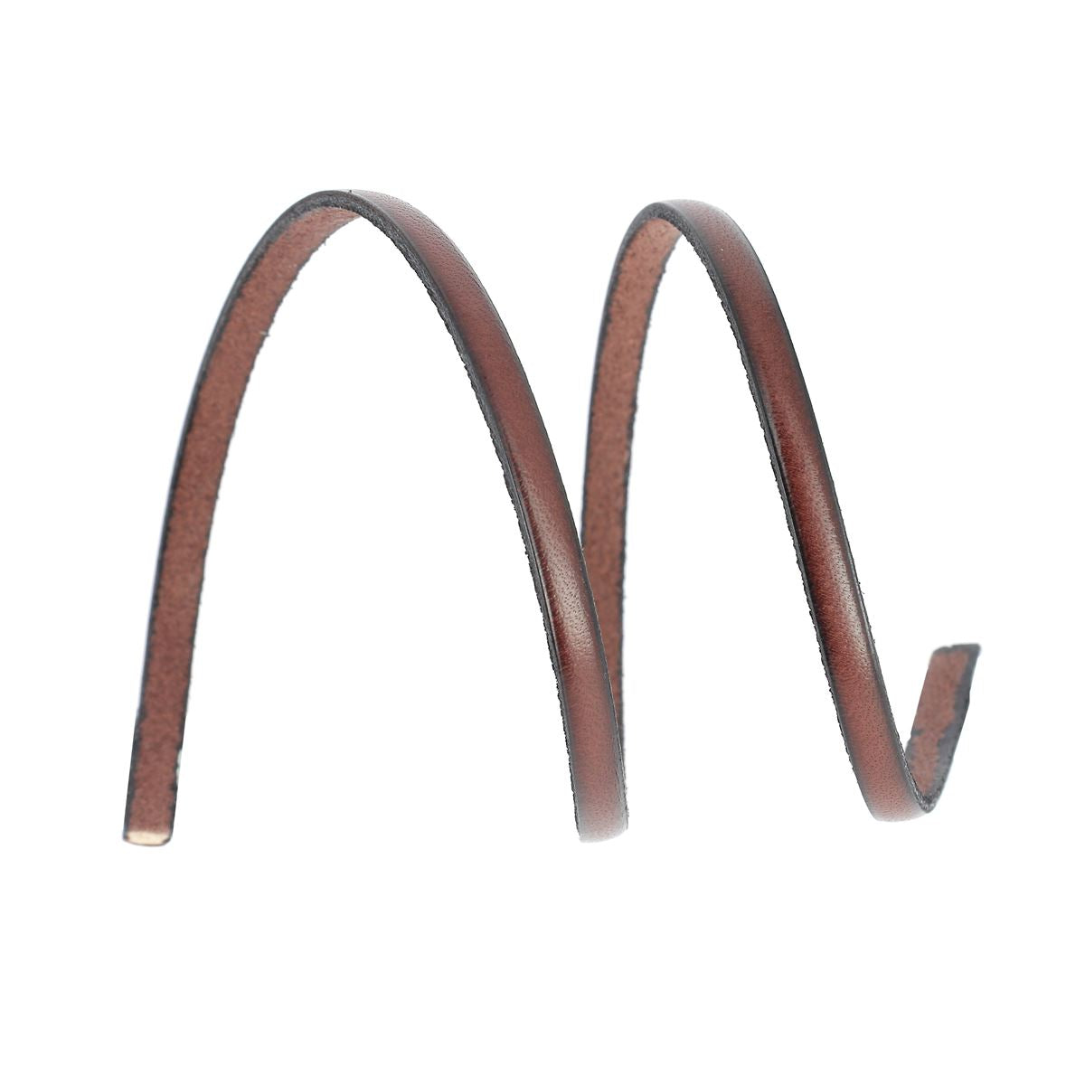 Lacet en cuir plat 5mm tranches noires - Les 10 cm - Deco Cuir