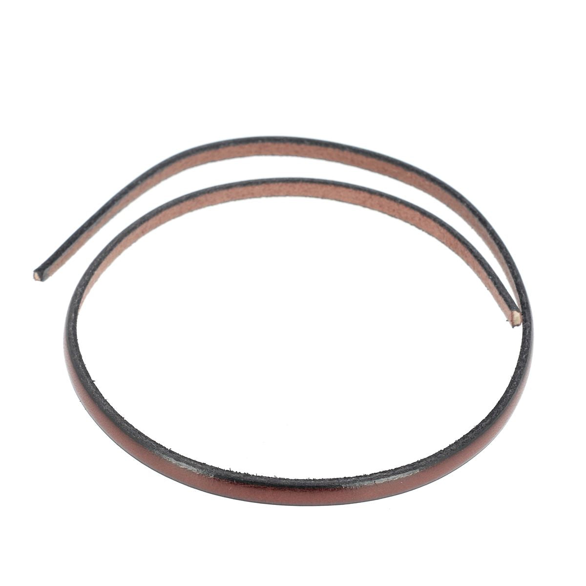 Lacet en cuir plat 5mm tranches noires - Les 10 cm - Deco Cuir