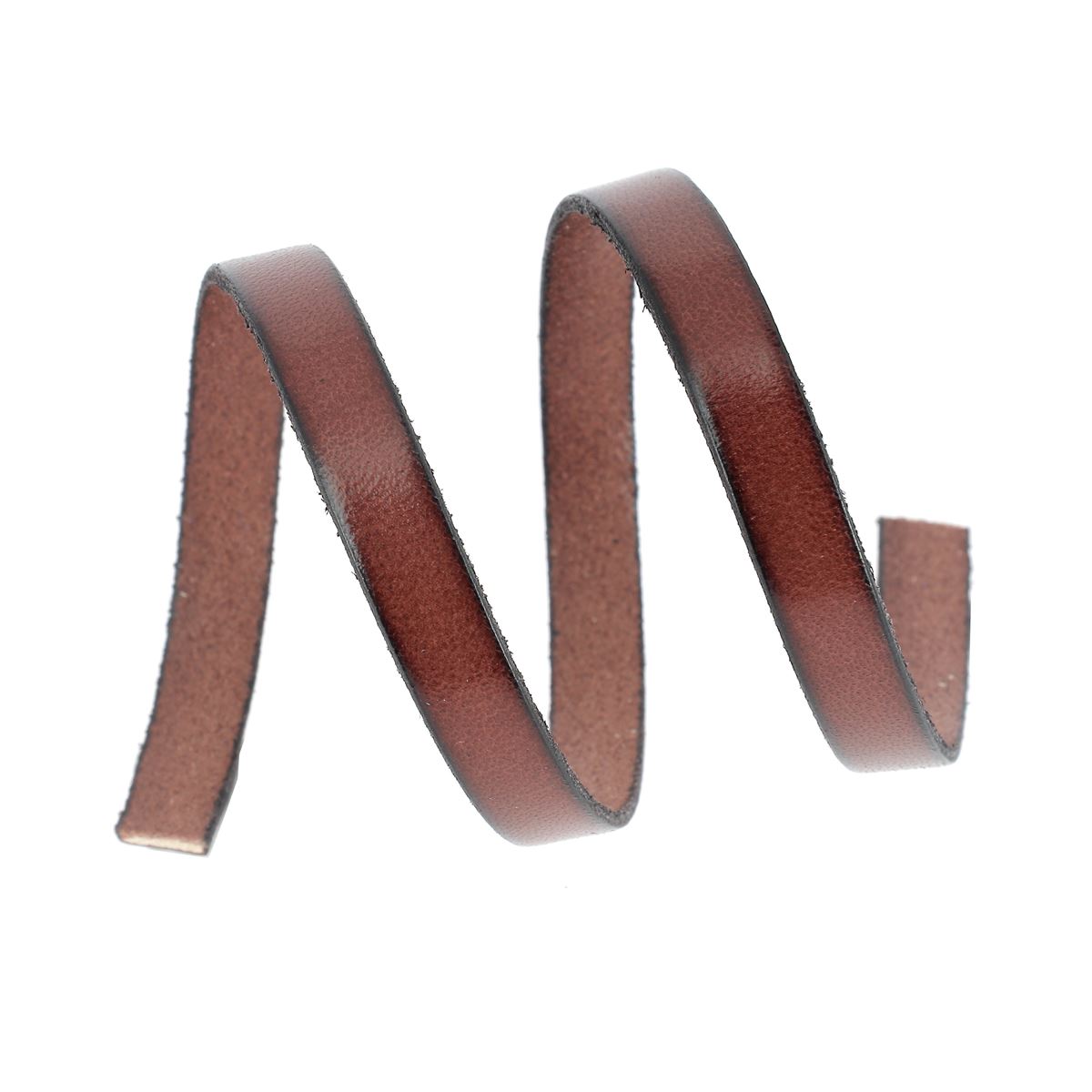 Lacet en cuir plat 10mm tranches noires - Les 10 cm - Deco Cuir