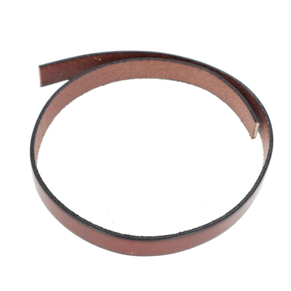 Lacet en cuir plat 10mm tranches noires - Les 10 cm - Deco Cuir