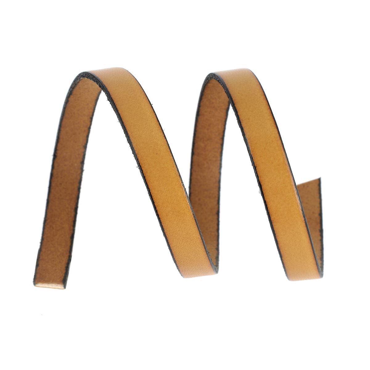 Lacet en cuir plat 10mm tranches noires - Les 10 cm - Deco Cuir