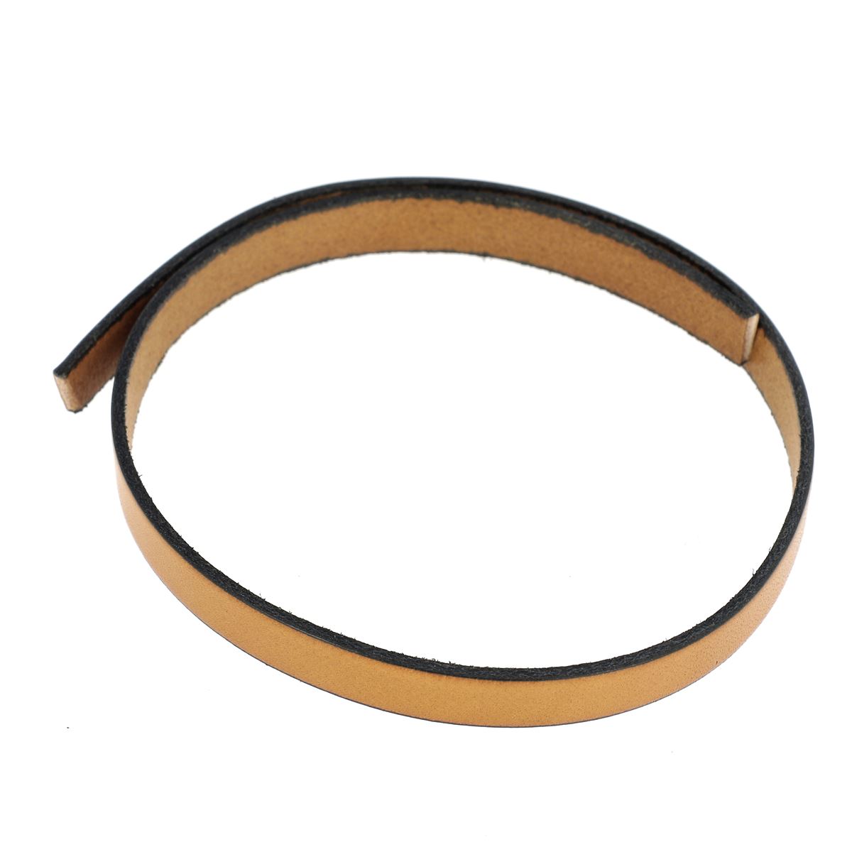 Lacet en cuir plat 10mm tranches noires - Les 10 cm - Deco Cuir