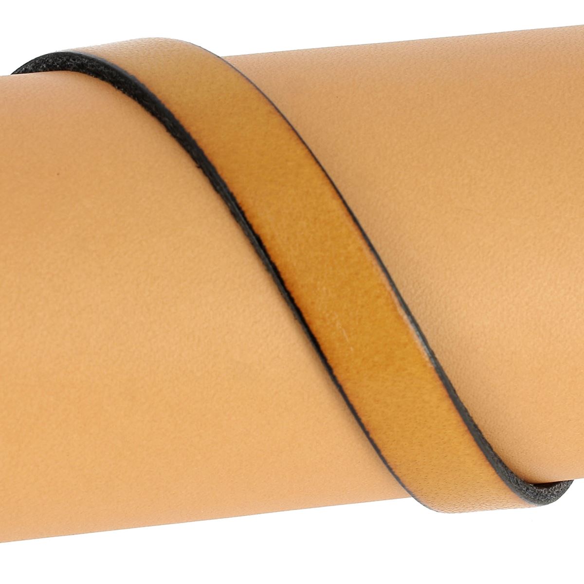 Lacet en cuir plat 10mm tranches noires - Les 10 cm - Deco Cuir