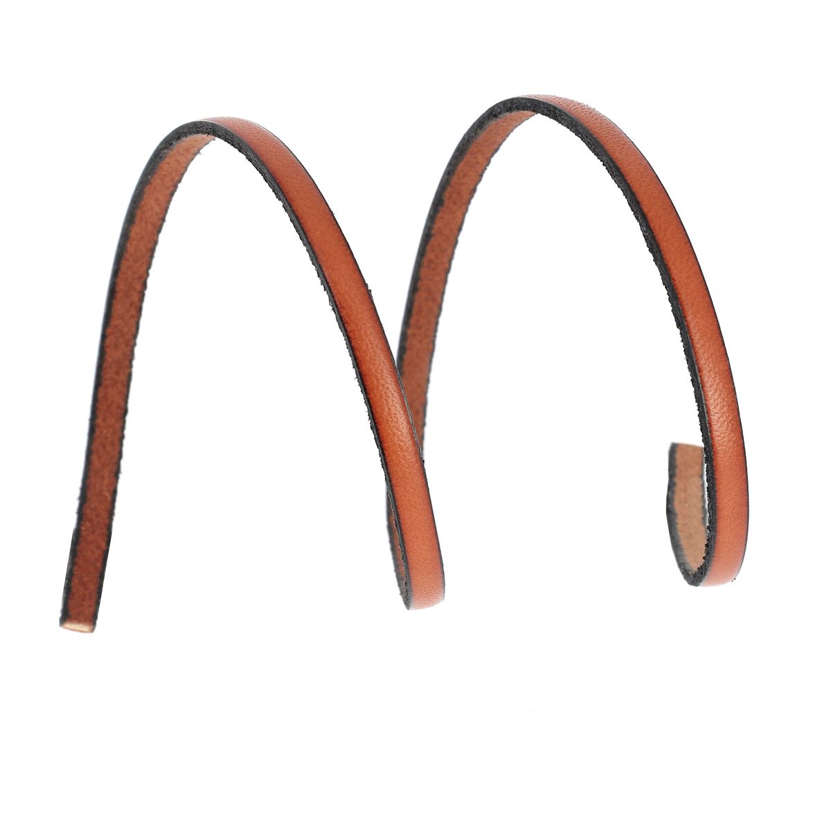 Lacet en cuir plat 5mm tranches noires - Les 10 cm - Deco Cuir