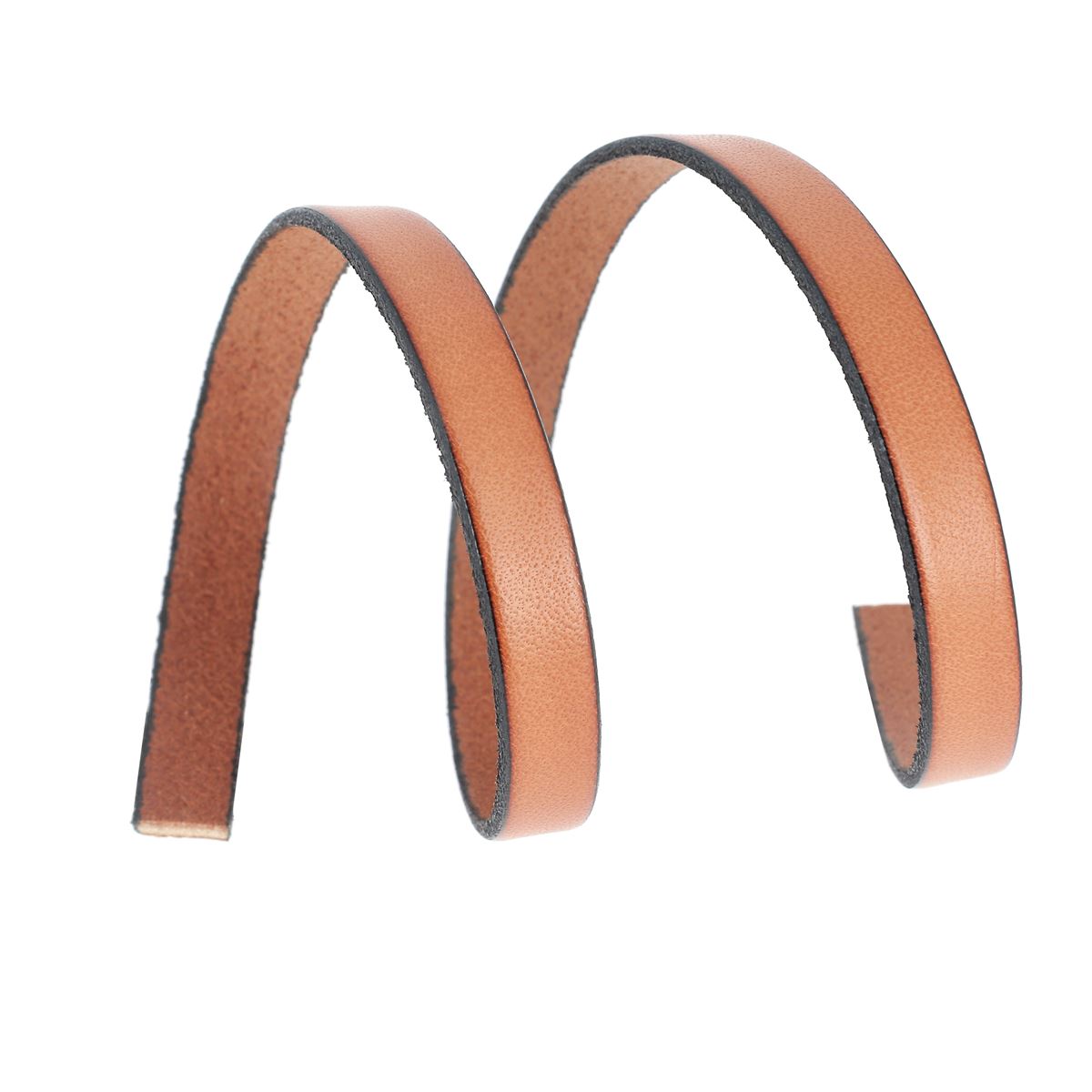 Lacet en cuir plat 10mm tranches noires - Les 10 cm - Deco Cuir