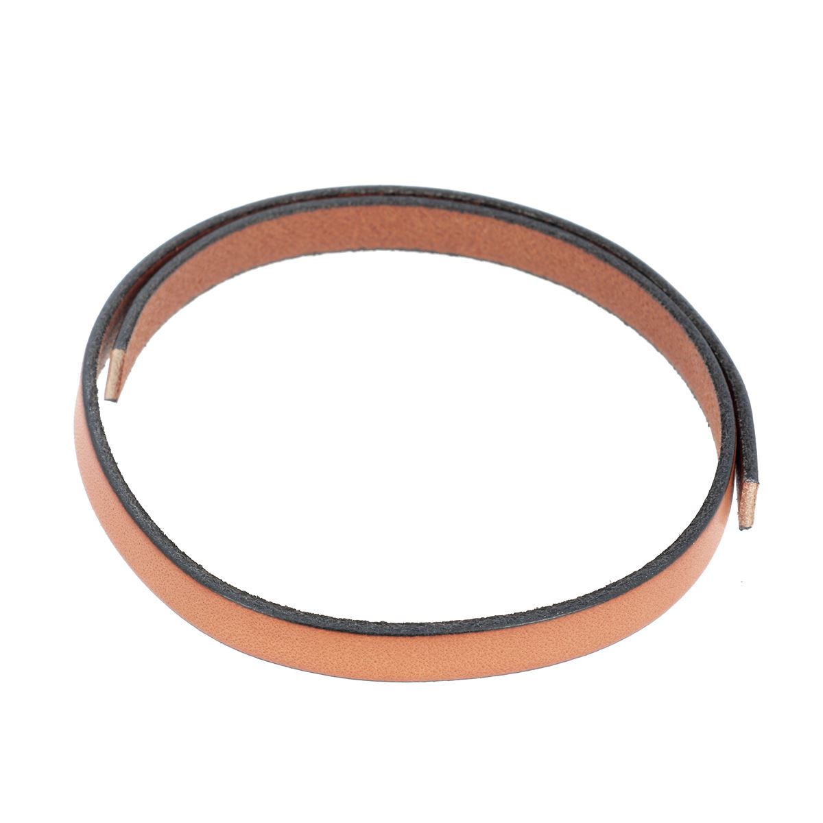 Lacet en cuir plat 10mm tranches noires - Les 10 cm - Deco Cuir