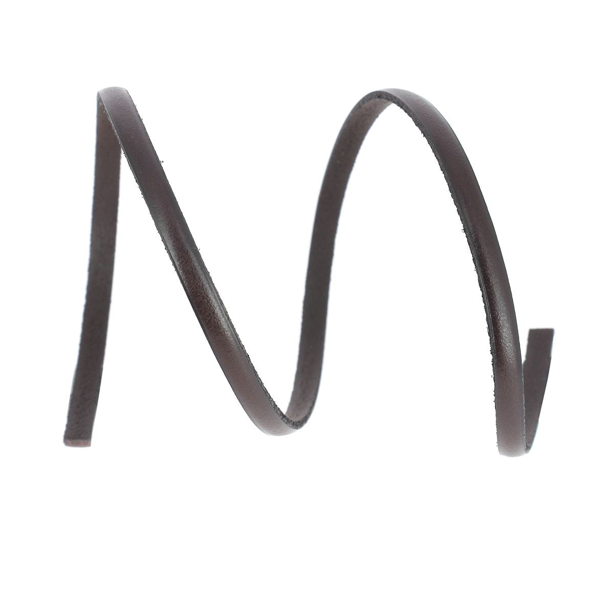 Lacet en cuir plat 5mm tranches noires - Les 10 cm - Deco Cuir