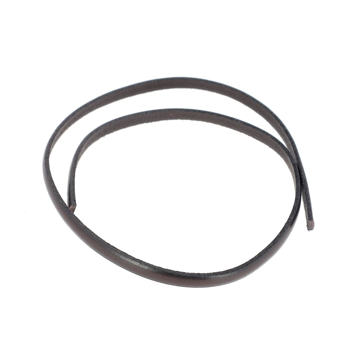 Lacet en cuir plat 5mm tranches noires - Les 10 cm - Deco Cuir