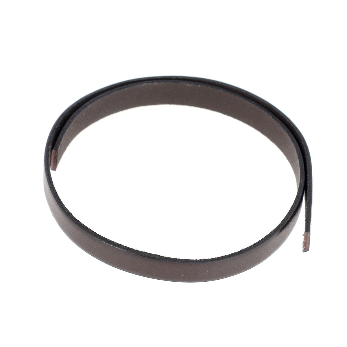 Lacet en cuir plat 10mm tranches noires - Les 10 cm - Deco Cuir