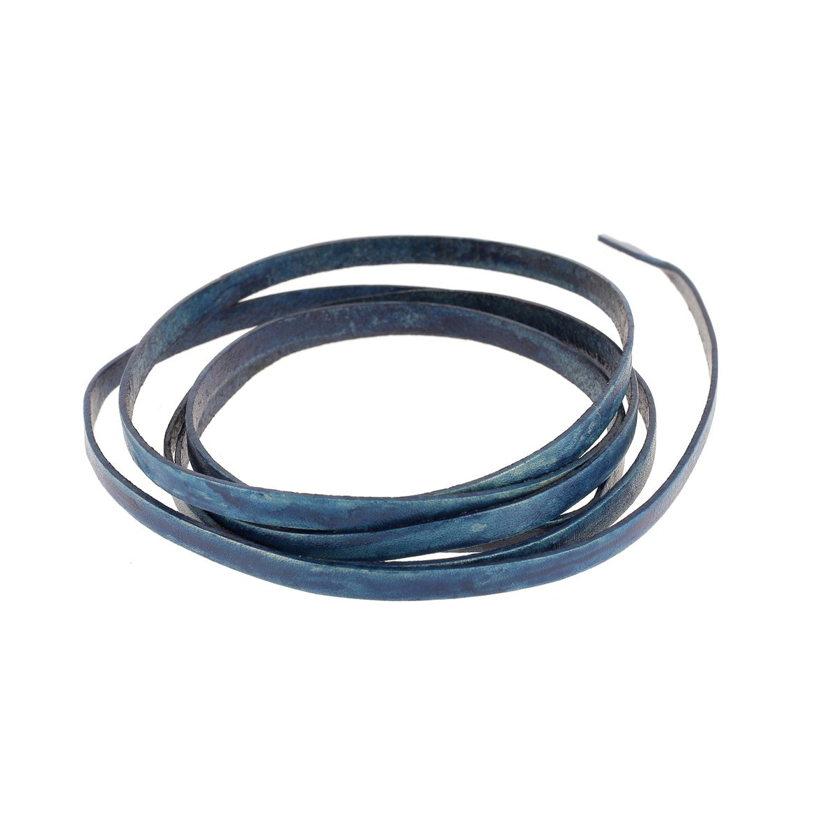 Lacet en cuir teinté effet délavé Plat - Largeur 4mm