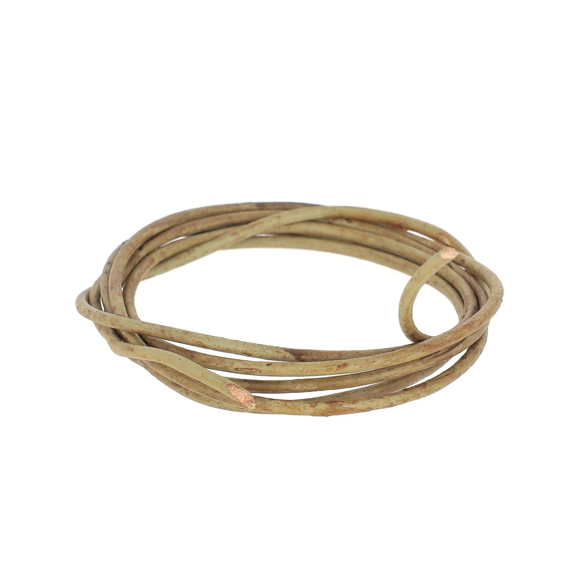 Lacet en cuir teinté vieilli Rond - Diamètre 2mm - 1m - noix