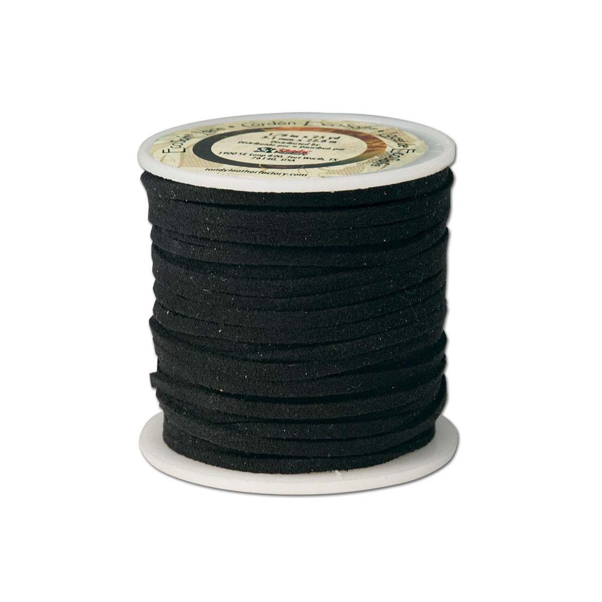 Lacet synthétique en microfibre plat - Largeur 3mm - Bobine de 22 mètres - Noir 5029-01