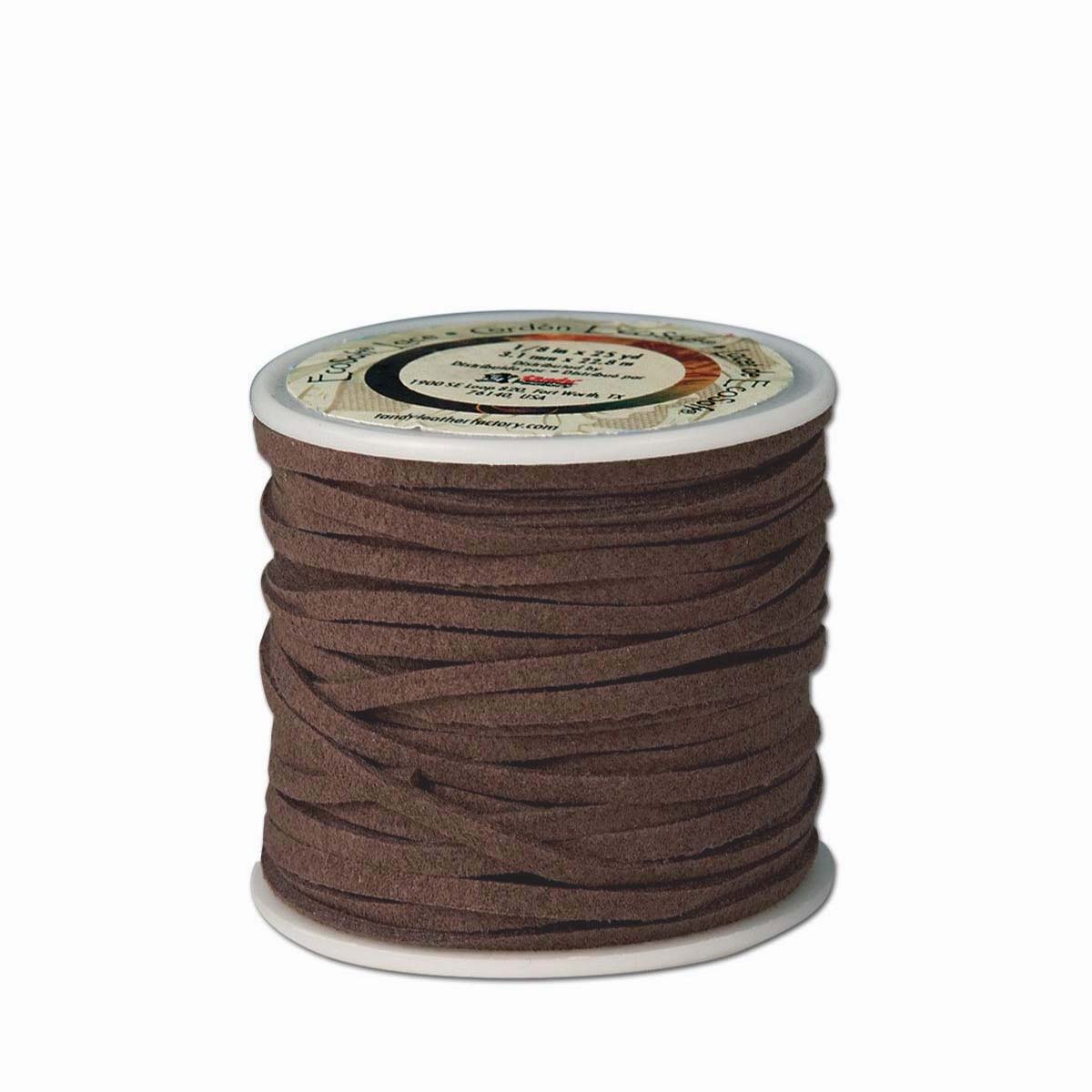 Lacet synthétique en microfibre plat - Largeur 3mm - Bobine de 22 mètres - Marron foncé 5029-02